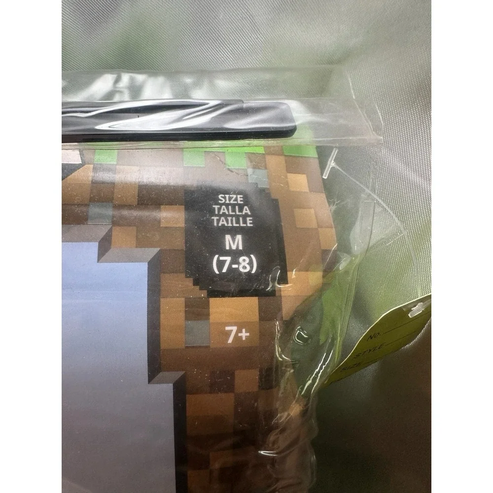 Minecraft Creeper Child Costume, Size M (7-8), Mask And Body, crack In Mask NEW - Picture 4 of 9